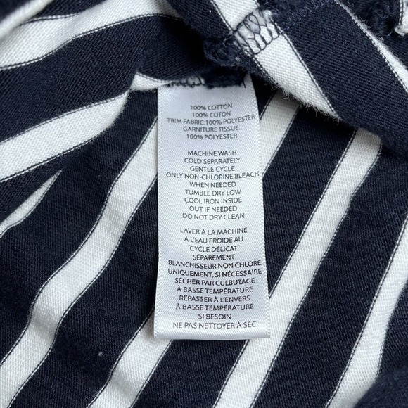 Beach Lunch Lounge Striped Top Ruffle Tulle Cuff Preppy Navy White Size Medium - Picture 8 of 11